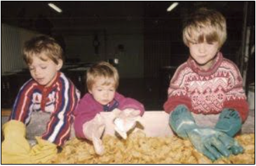The founders' children in 1993, growing up in the family chip business